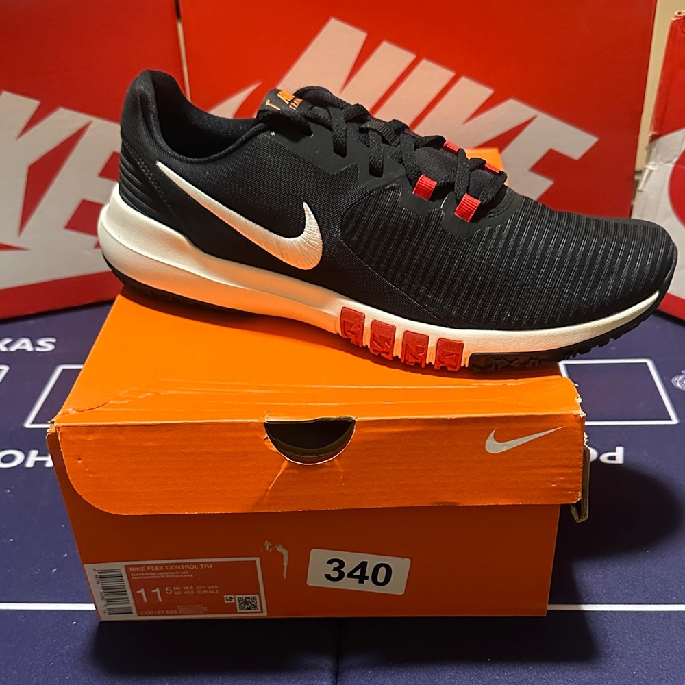 Nike Black and White Running Shoes with Red Accents